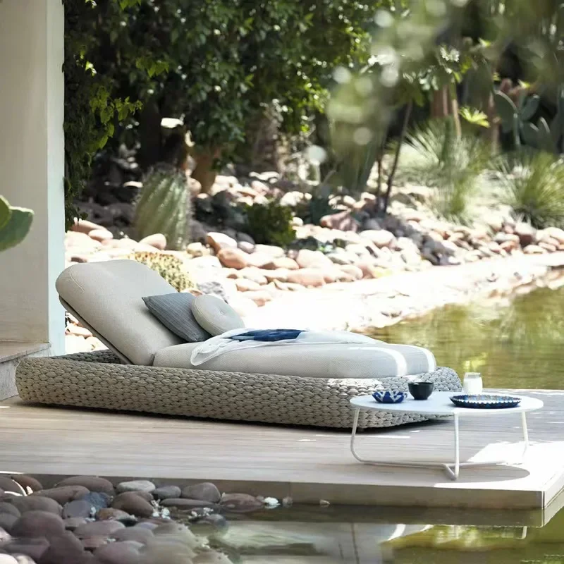 Outdoor Furniture Quality - Lit inclinable d'extérieur en rotin et