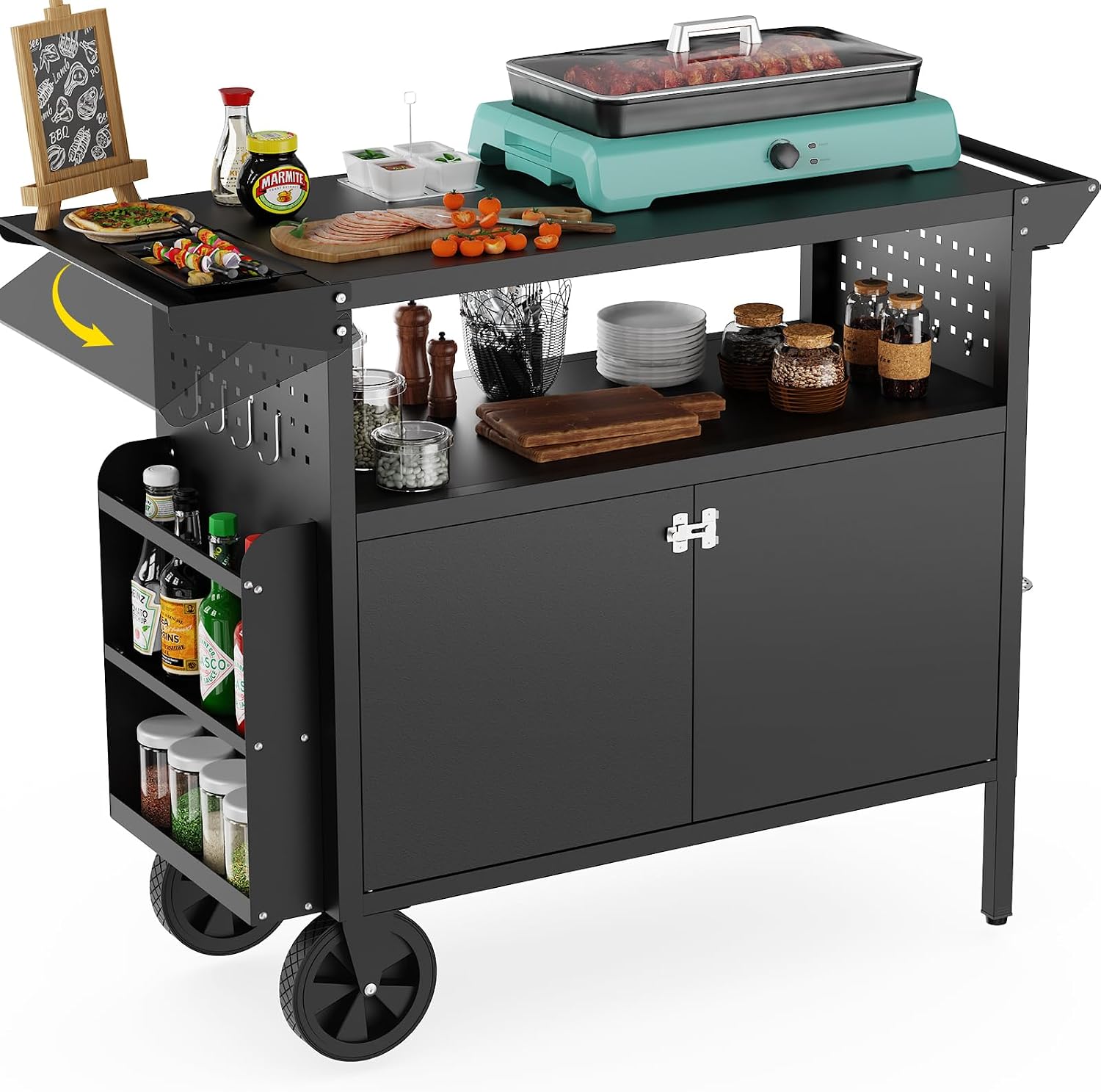 Outdoor Furniture Table - Table de barbecue d'extérieur avec rangement,