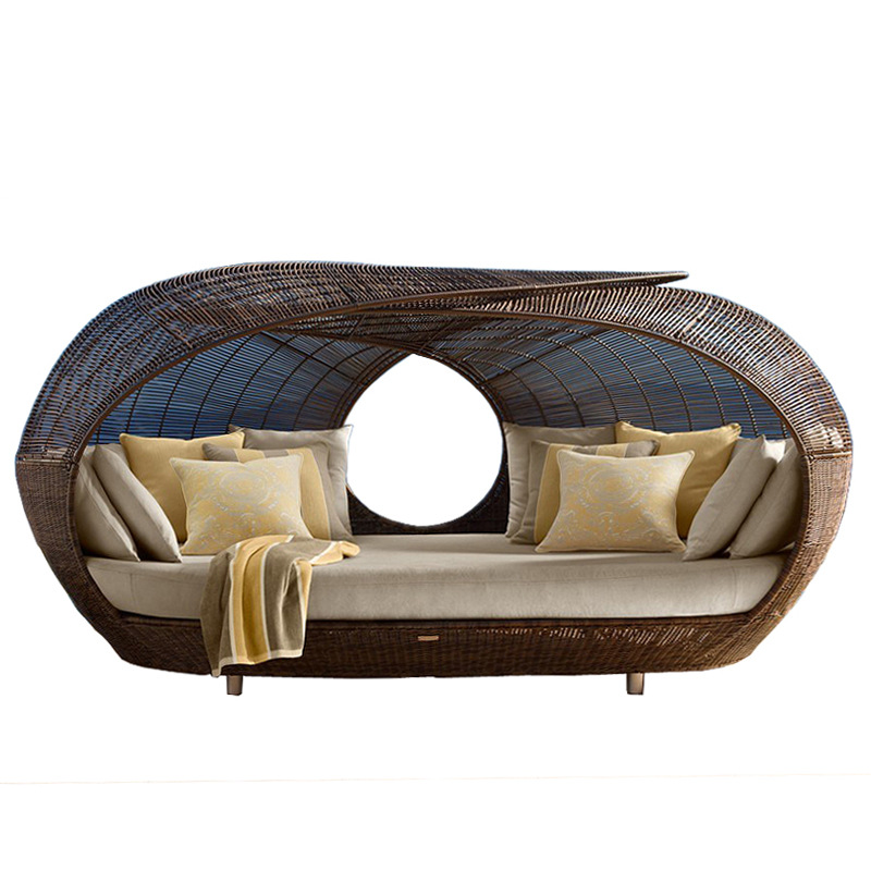 Outdoor Furniture For Sale - Lit de repos demi-rond en rotin