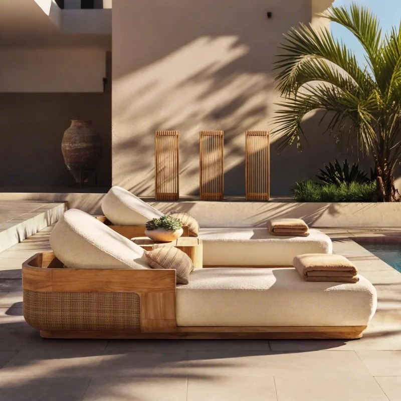 Outdoor Daybed Furniture - Ensemble de chaises longues et de