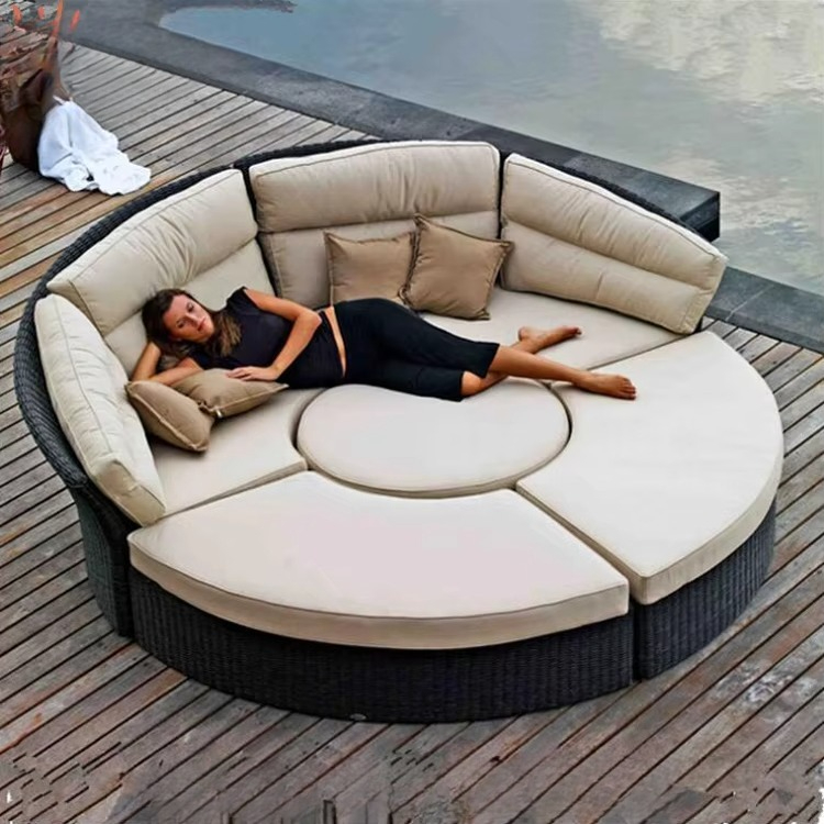 Outdoor Daybed Furniture - Lit de repos rond en rotin