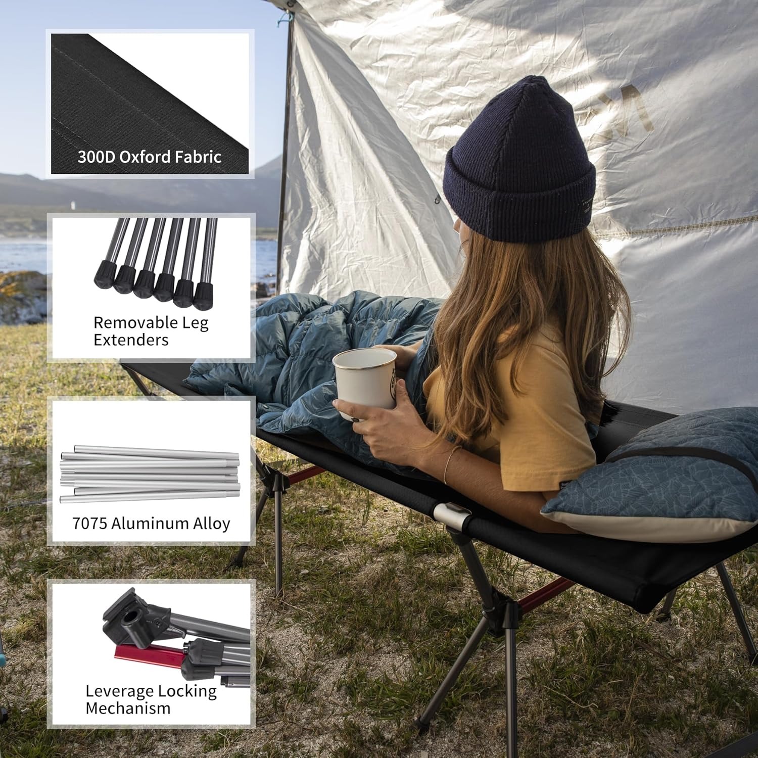 Lit de camping pliable Natureh - Outdoor Daybed Furniture avis et prix
