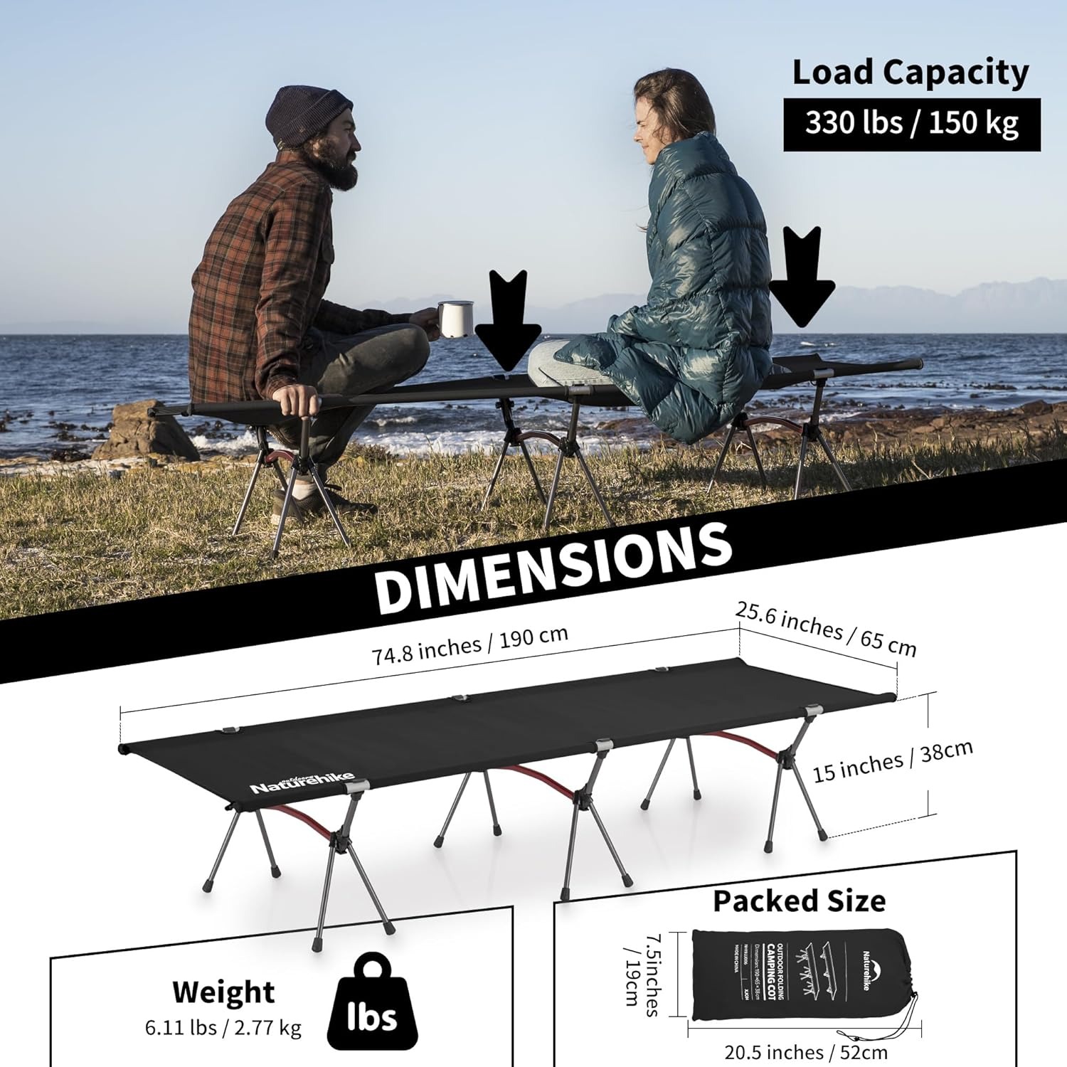 Lit de camping pliable Natureh - Outdoor Daybed Furniture avis et prix