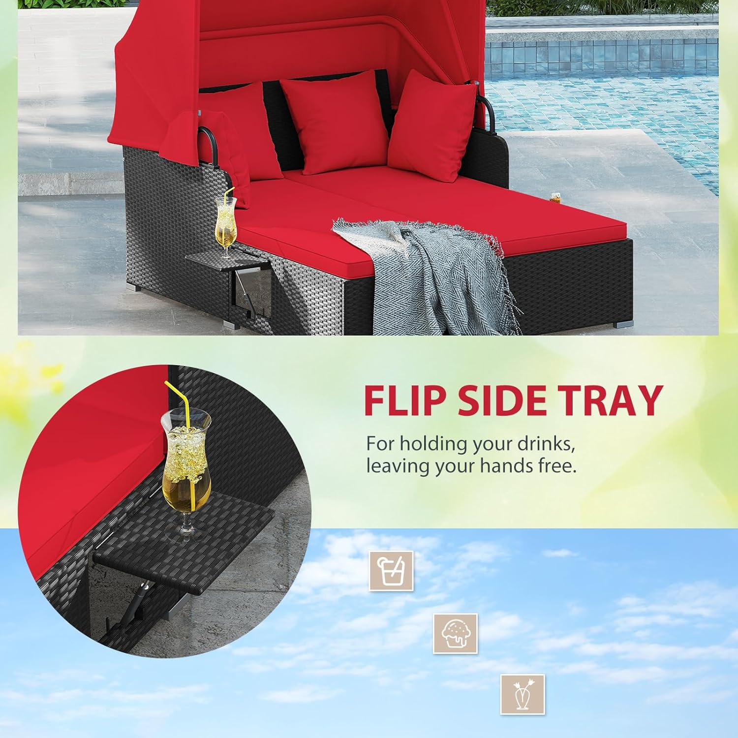 Lit de Jardin en Rotin pour 2  - Outdoor Daybed Furniture avis et prix